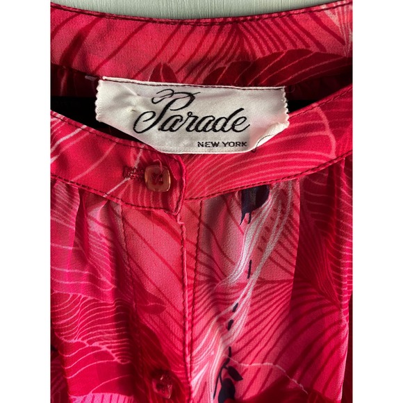 Vintage Parade New York Sheer Red Floral Dress Size 6 - Picture 3 of 5